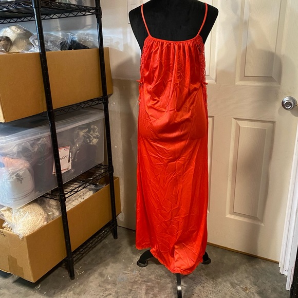 Vintage Maxi Nighty lace Gown Red Light scoop neck open sides S-M size pajamas - Picture 11 of 11